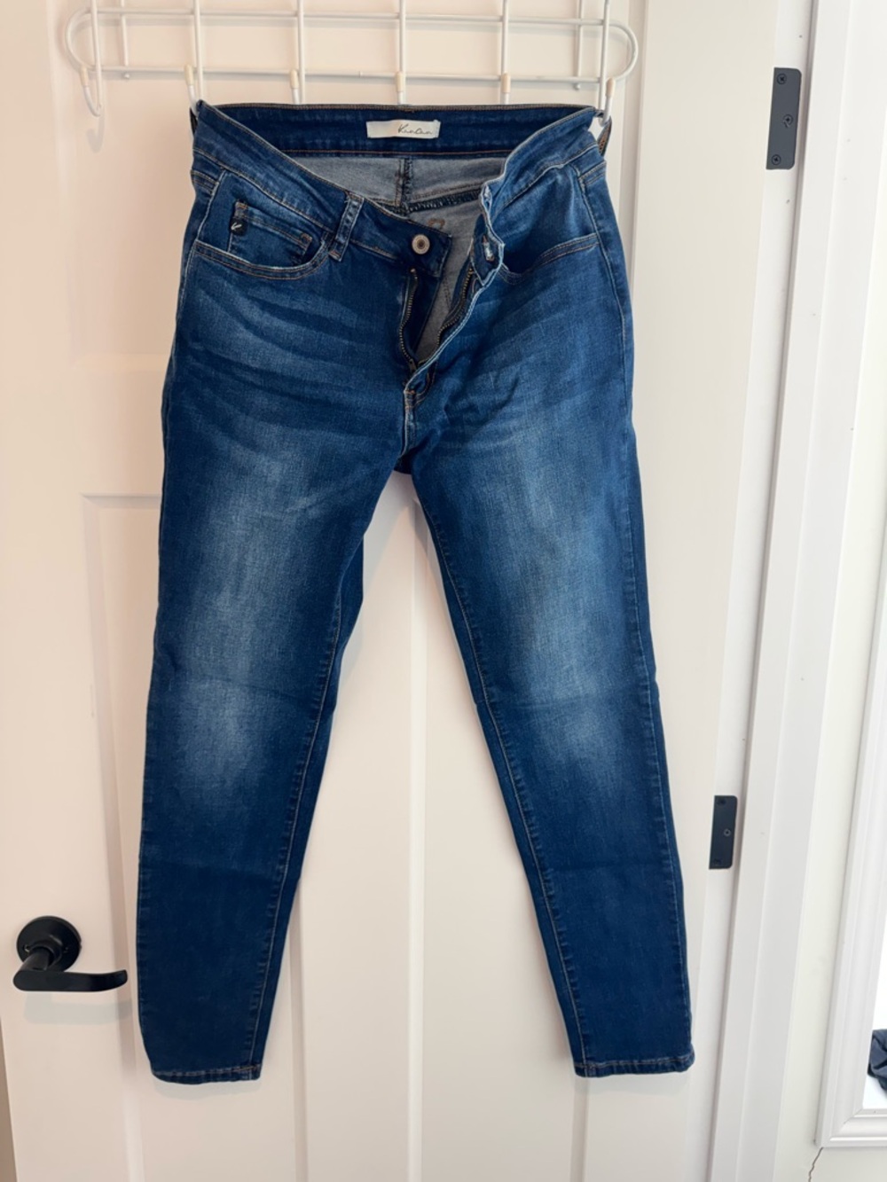 KanCan Women's Slim Straight Jeans in Dark Blue Wash